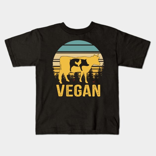 Vegan Retro Vintage Funny Vegetarian Veganism Gift Kids T-Shirt by ValentinkapngTee